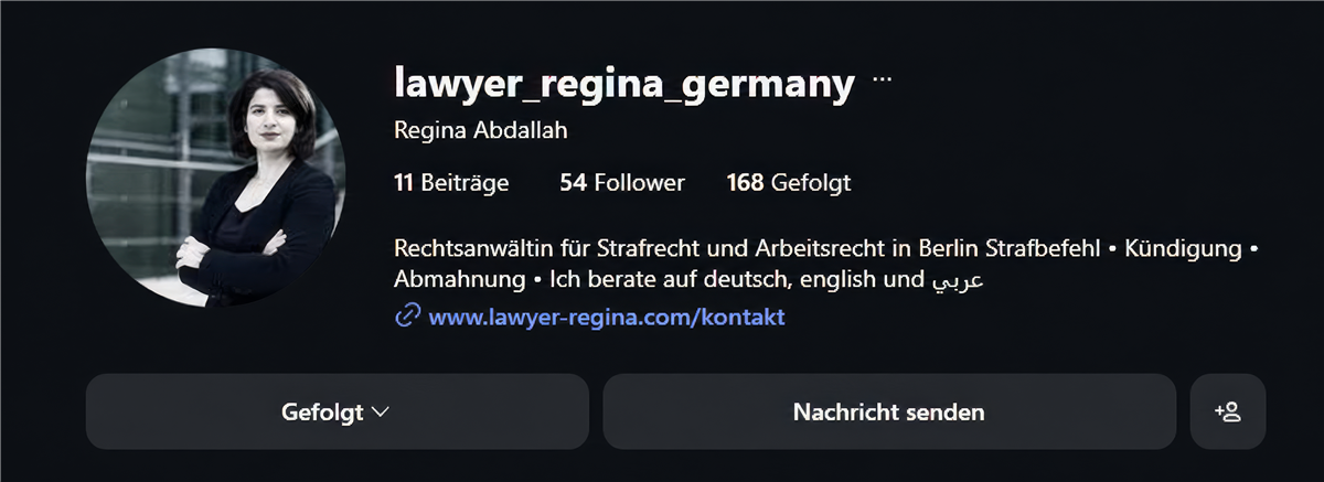 Instagram-Profil zu Beginn: 54 Follower